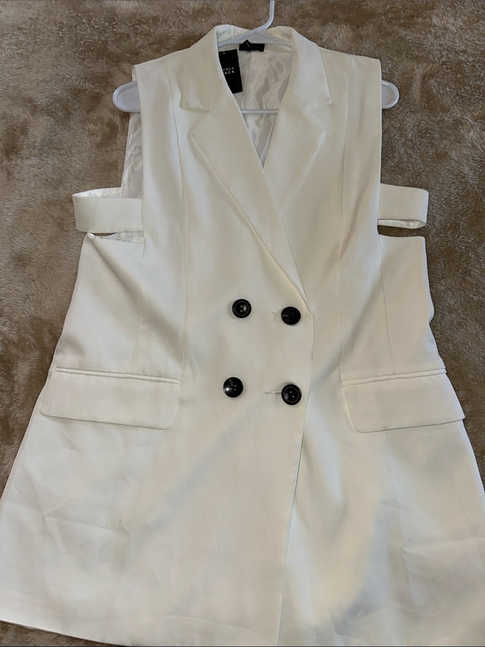 WOMENS  Double-Breasted White Vest Blazer